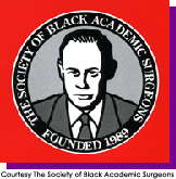 Red, black and grey illustration of man in a suit.  Courtesy The Society of Black Academic Surgeons