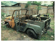 Damaged clinic jeep