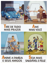 Agita São Paulo poster with drawings of people doing a variety of activities