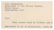 Letter to President Franklin D. Roosevelt signed by Albert Einstein