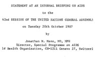 Jonathan Mann's speech to the United National General Assembly
