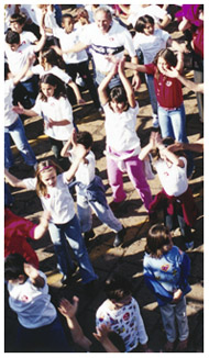 Children and adults exercise during Agita São Paulo Day