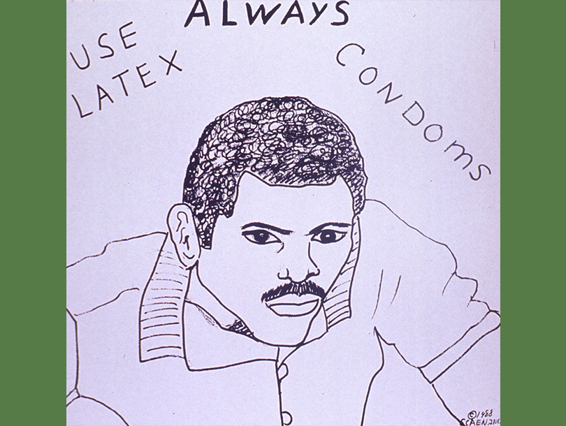 Drawing of an African American man with mustache wearing a jacket