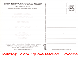 A post card for the Taylor Square Medical Practice in Sydney, Australia.