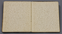 Color photograph of two handwritten pages from Charlotte Forten's journal, July 23, 1863. Courtesy Moorland Spingarn Research Center, Howard University.