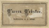 Bookplate, tan in color, with text in black, reading: Warren Webster, Surgeon U.S. Army.
