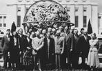 Martha May Eliot (center front), with delegates to the first World Health Assembly, in front of the United Nations, Geneva, Switzerland, 1948 