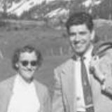 Elisabeth Kübler walking in the mountains with her future husband, Emanuel Ross, in Austria, ca. 1955