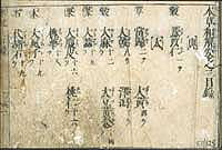 Table of contents of volume 3 which shows the Chinese medical herb name and the corresponding Japanese page number.