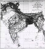 Map of India showing prevalence of cholera in 1880 - spidemic and endemic areas.