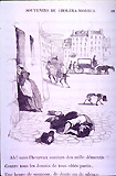 A man falls down in the street from cholera while a woman entering her doorway covers her mouth. A sickly dog walks across the street and caskets are being taken to burial in the background.
