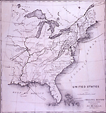 A map of the eastern United States showing the routes of cholera infection.