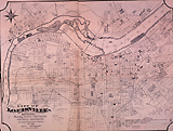 Map dated Jan. 1873 of Louisville, Kentucky, showing sewers constructed. Cholera outbreaks are marked in manuscript. 