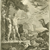 Frontispiece from Dictionnaire raisonné universel d'histoire naturelle depicting an imagined scene from the Book of Genesis in which Adam names the animals. Image A012721 in the Images from the History of Medicine (IHM) collection.