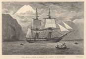 Frontispiece from Darwin's Journal of researches (1890), depicting the H.M.S. Beagle.