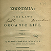 Title page from Erasmus Darwin’s Zoonomia; or The Laws of Organic Life, Vol. 1.