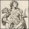 Figure of a dissected courtier. Cropped from John Browne, A compleat treatise of the muscles, as they appear in the humane body, and arise in dissection... (London, 1681). Copperplate engraving. 