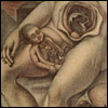 A fetus extracted from its mother’s womb. Cropped from Jacques Fabien Gautier D’Agoty, Anatomie des parties de la génération de l’homme et de la femme (Paris, 1773). Colored mezzotint. 