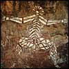 Australian aboriginal “x-ray style” rock painting showing a roughly schematic rib cage, ca. 6000 B.C.E. Cropped.  Kakadu National Park, Northern Territory, Australia. © Archivo Iconografico, S.A./Corbis 
