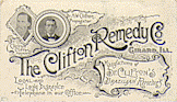 A cream colored trade from from the The Clifton Remedy Co.
