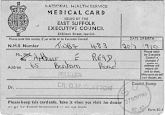 A medical health card from the National Health Service for Arthur Read born July 20, 1910.