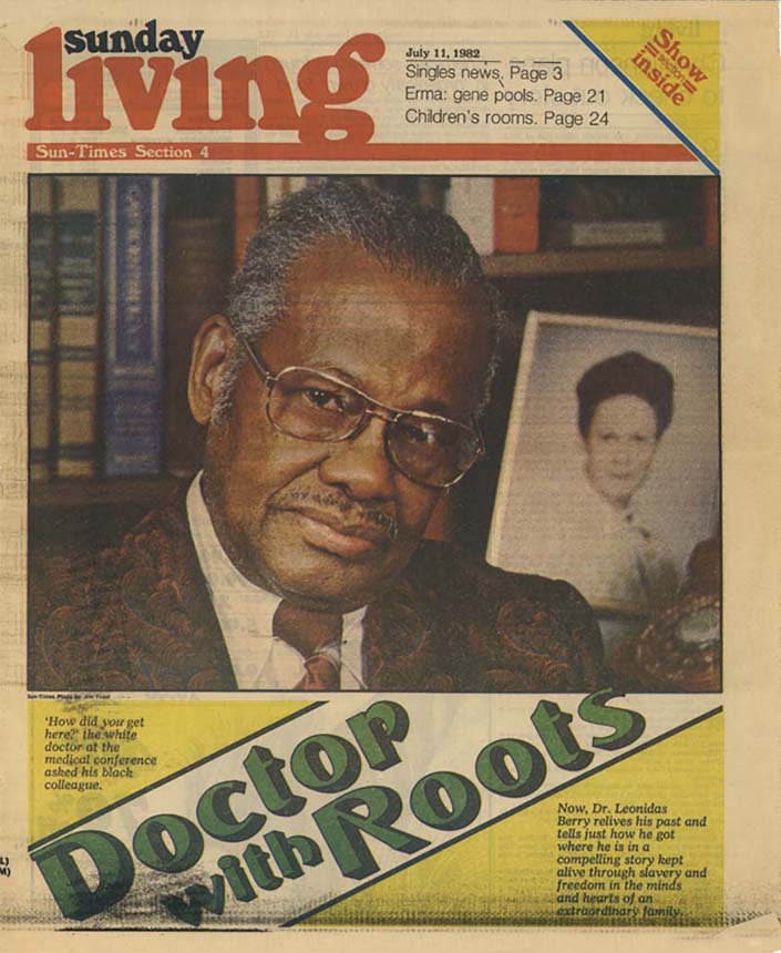 News article printed text and a large photo of Dr. Berry looking at the camera.