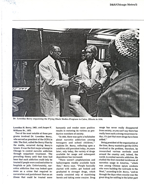 Article with typewritten text and a photo of Dr. Berry and two women.