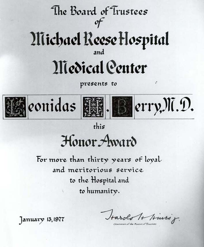 An award with typewritten text.