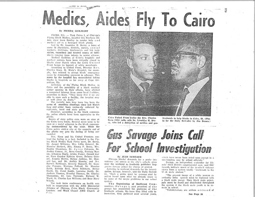 Page with typewritten text and photo of two African American men.