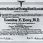 Certificate with text and medical symbol.