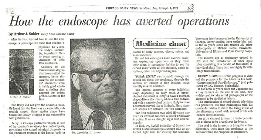 Page with typewritten text and photo of Dr. Berry.