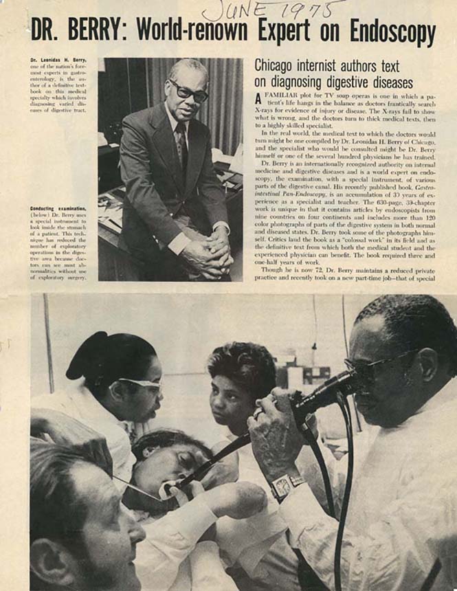 News article with typewritten text and a photo of Dr. Berry.