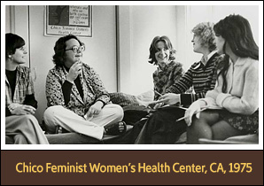 <a href='onlineactivities07.html'>7. Chico Feminist Women’s Health Center, CA, 1975</a><p><strong>Betty Szudy, Dido Hasper, Wendi Jones, Judy Rutherford and Janice Turrini (left to right) were among several women who helped launch the Chico Feminist Women’s Health Center in California, 1975</strong><br />Courtesy  Feminist Women’s Health Center<hr />Women’s rights activists organized health clinics to provide women-centered health education, reproductive services, natural childbirth, and all types of medical care. The Chico Feminist Women’s Health Center in California began by offering educational materials and instruction in self-examination for women, and later became a full-service medical clinic.</p>