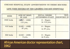 Table chart of the Chicago Hospital Staff Appointments to Negro Doctors.