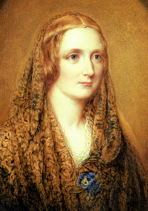 Portrait of a young woman with light-colored hair looking to her left.