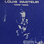 Blue-and-white graphic of Pastuer in a laboratory on the cover of a booklet