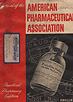 Pharmacetical booklet cover with a photograph a vial and graphic illustrations of drug stores.
