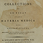 Title page of Materia Medica on faded brown paper.