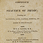 Title page from Compendium of the practice of physic on faded paper.
