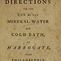Title page of Directions for the use of the mineral water and cold bath on faded paper.