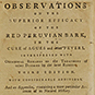 Title page of Observations on the superior efficacy of the red Peruvian bark.