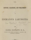 title page from The history, diagnosis, and treatment of edematous laryngitis, Louisville, 1850