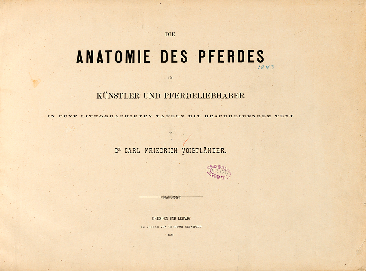 Title page of Carl Friedrich Voigtlander's Die Anatomie des Pferdes