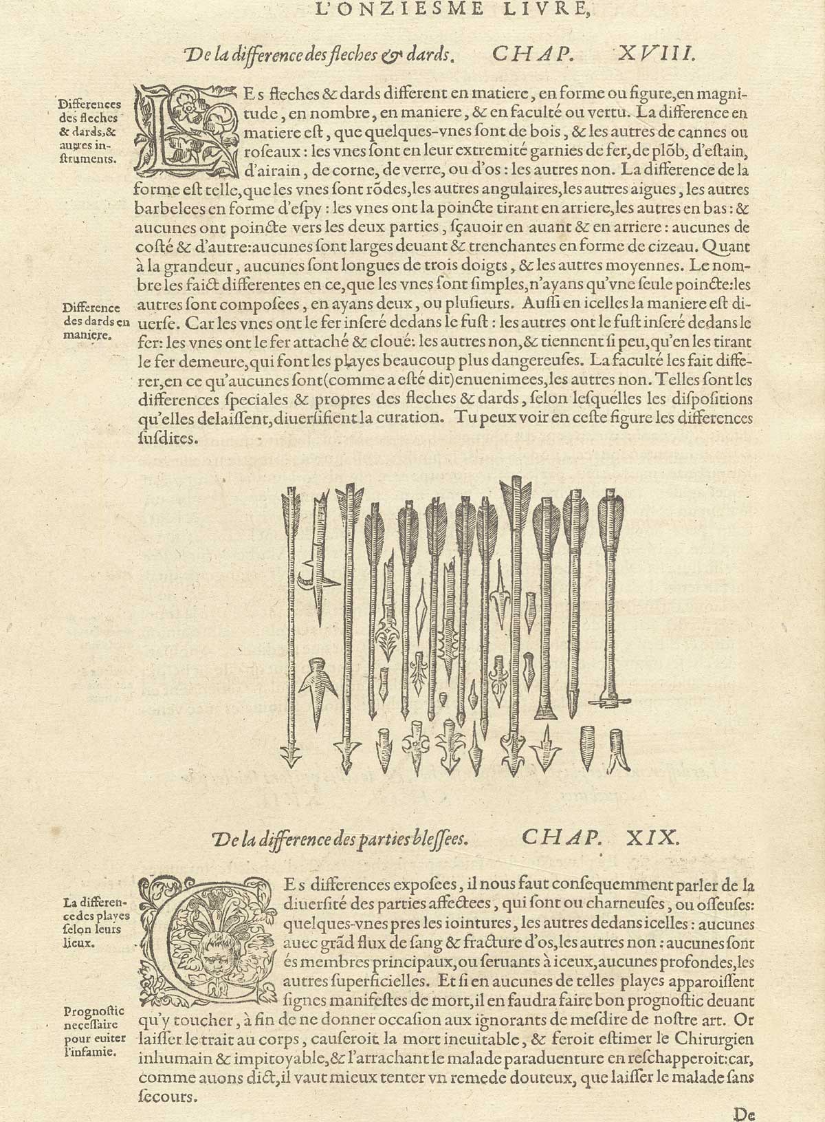 page CCCCLVI which features arrows and darts (fleches and dards) with descriptive text.