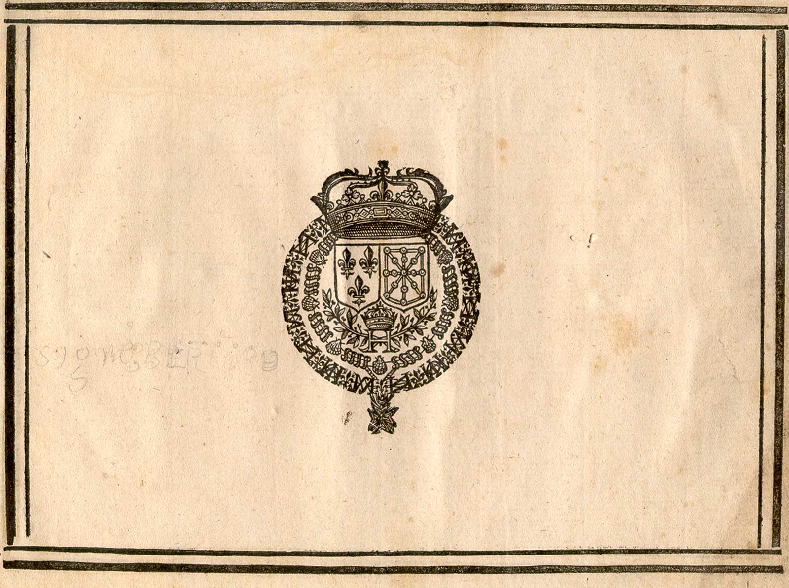 Woodcut of the royal seal of Henri IV of France on the colophon of the books, from Jehan Cousin’s Livre de pourtraiture, NLM Call no.: WZ 250 C8673L 1608.