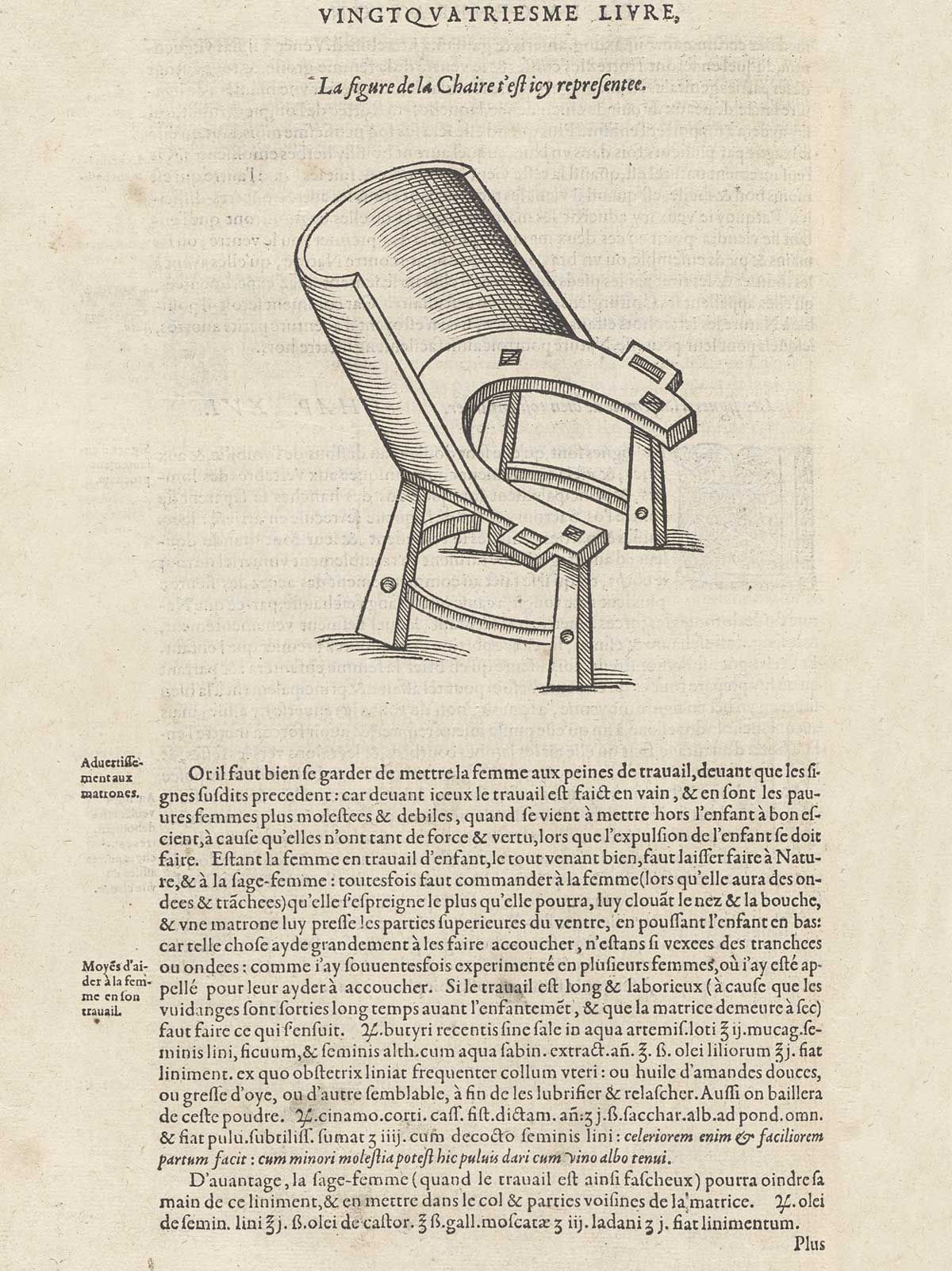 Page IXCXLVI features a birthing chair