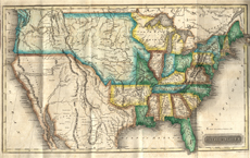 Detailed, colored map of the United States and its territories in 1820 from the book by Jedidiah Morse, Report to the Secretary of War of the United States on Indian Affairs, Comprising a Narative of a Tour Performed in the Summer of 1820, Under a Commission from the President of the United States, for the Purpose of Ascertaining for the Use of the Government the Actual State of the Indian Tribes in our Country. 1822.'