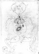 Hand drawn figure of a pregnant woman.
