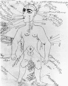 A sheet with a bloodletting figure having points labeled that were thought best for phlebotomy.