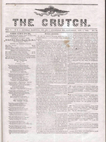 Front page of the October 1, 1864 issue of the newspaper, The Crutch. The newspaper has three columns of text below the newspaper header.